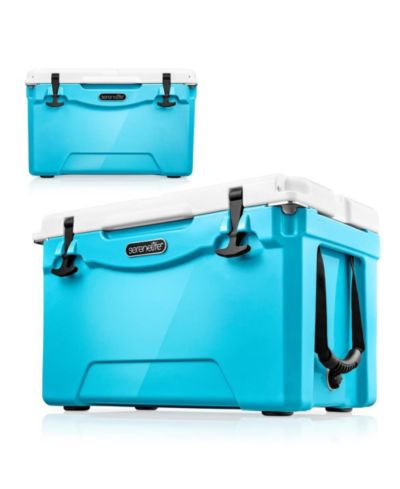 SereneLife 35-Quart Portable Cooler Box, Holds Up to 63 Cans (Blue)