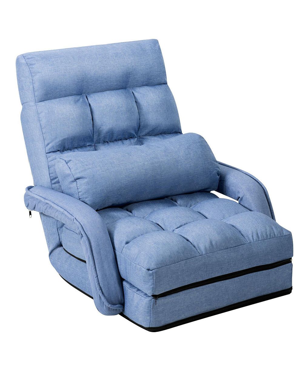 GOUUN Folding Lazy Floor Chair Sofa with Armrests and Pillow