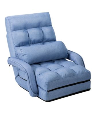 GOUUN Folding Lazy Floor Chair Sofa with Armrests and Pillow