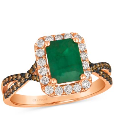 Le Vian® New Emerald (1-1/5 ct. t.w.) & Diamond (1/2 ct. t.w.) Halo Twist Ring in 14k Rose Gold