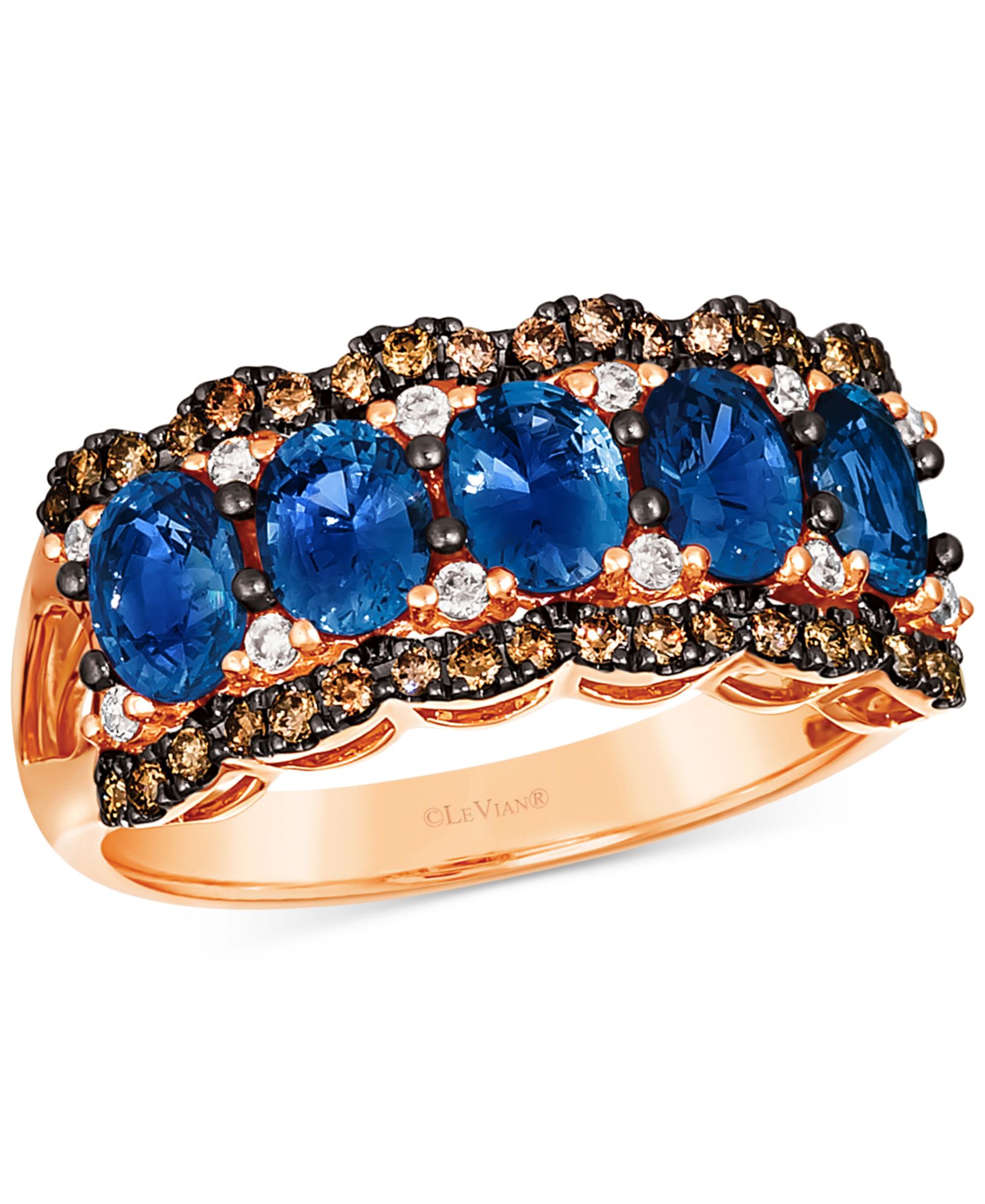Кольцо Le Vian Blueberry Sapphire, Chocolate Diamond & Nude Diamond в 14k Strawberry Gold