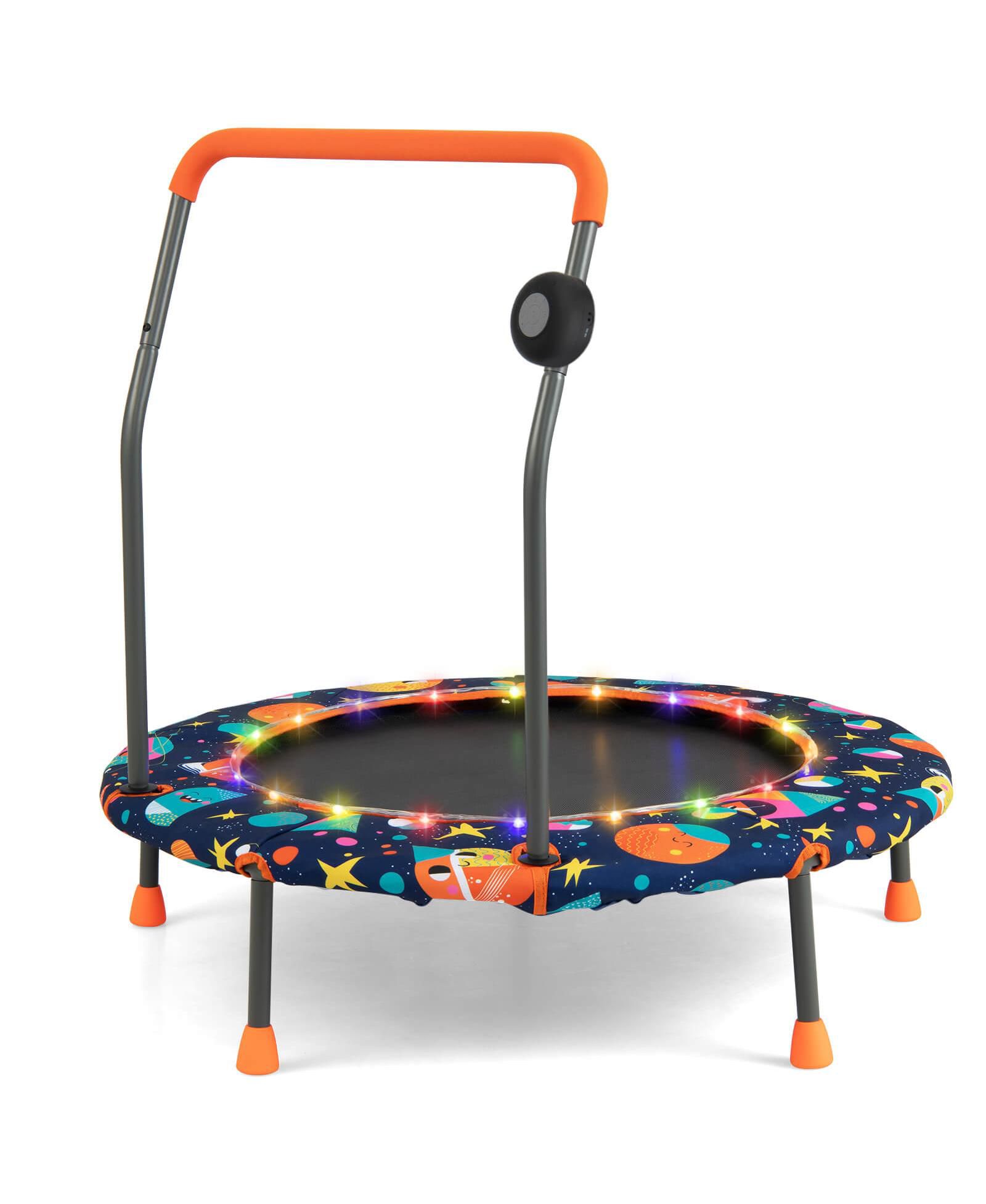 36 Inch Mini Trampoline with Colorful LED Lights and Bluetooth Speaker