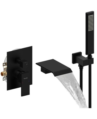 Male NPT Tub Faucet with Hand Shower Waterfall Bathtub Shower System with Brass Valve