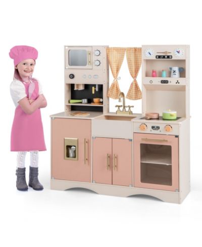 Gymax Click-Sound 16-Piece Kids Play Kitchen Pretend Playset, Ages 3+