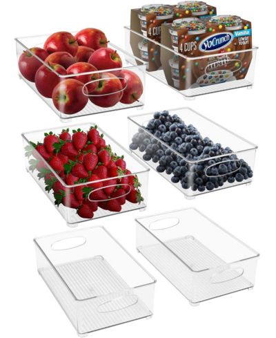 Sorbus 6 Pack Medium Stackable Clear Storage Bins with Handles