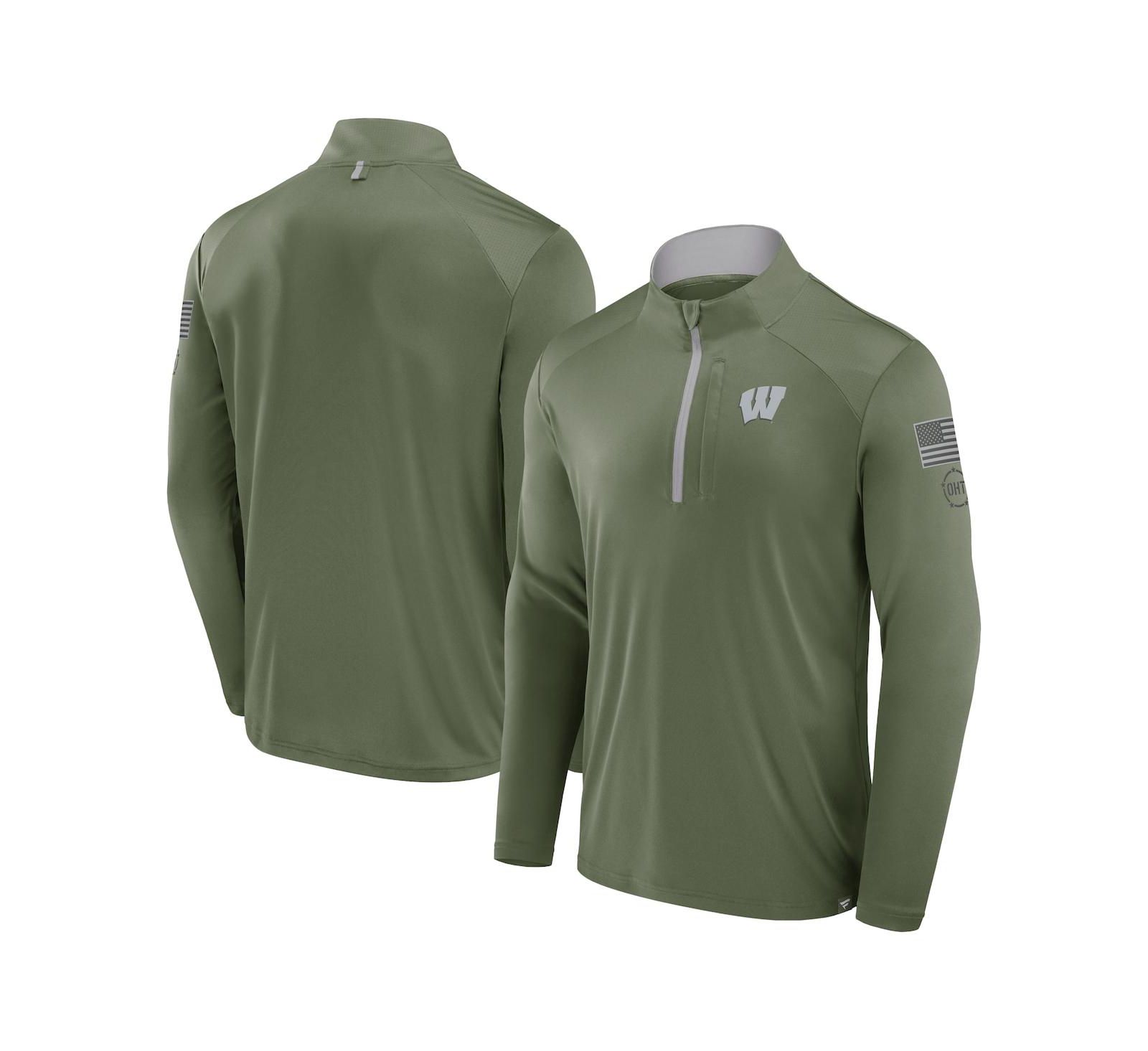 Мужская куртка Fanatics Olive Wisconsin Badgers OHT Military Appreciation Defender Quarter-Zip