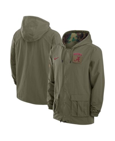 Nike Men's Olive Alabama Crimson Tide 2024 Military Appreciation Full-Snap Hoodie Military Jacket
