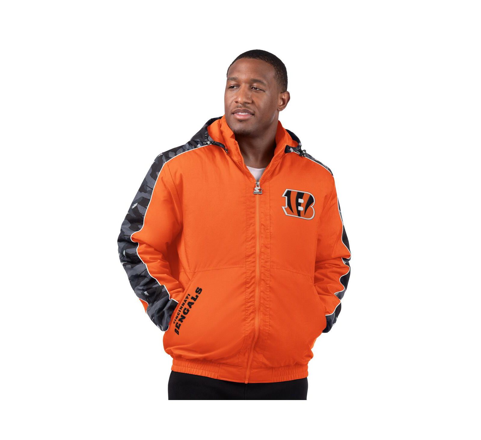Starter Мужская куртка Full-Zip, оранжевая, Cincinnati Bengals