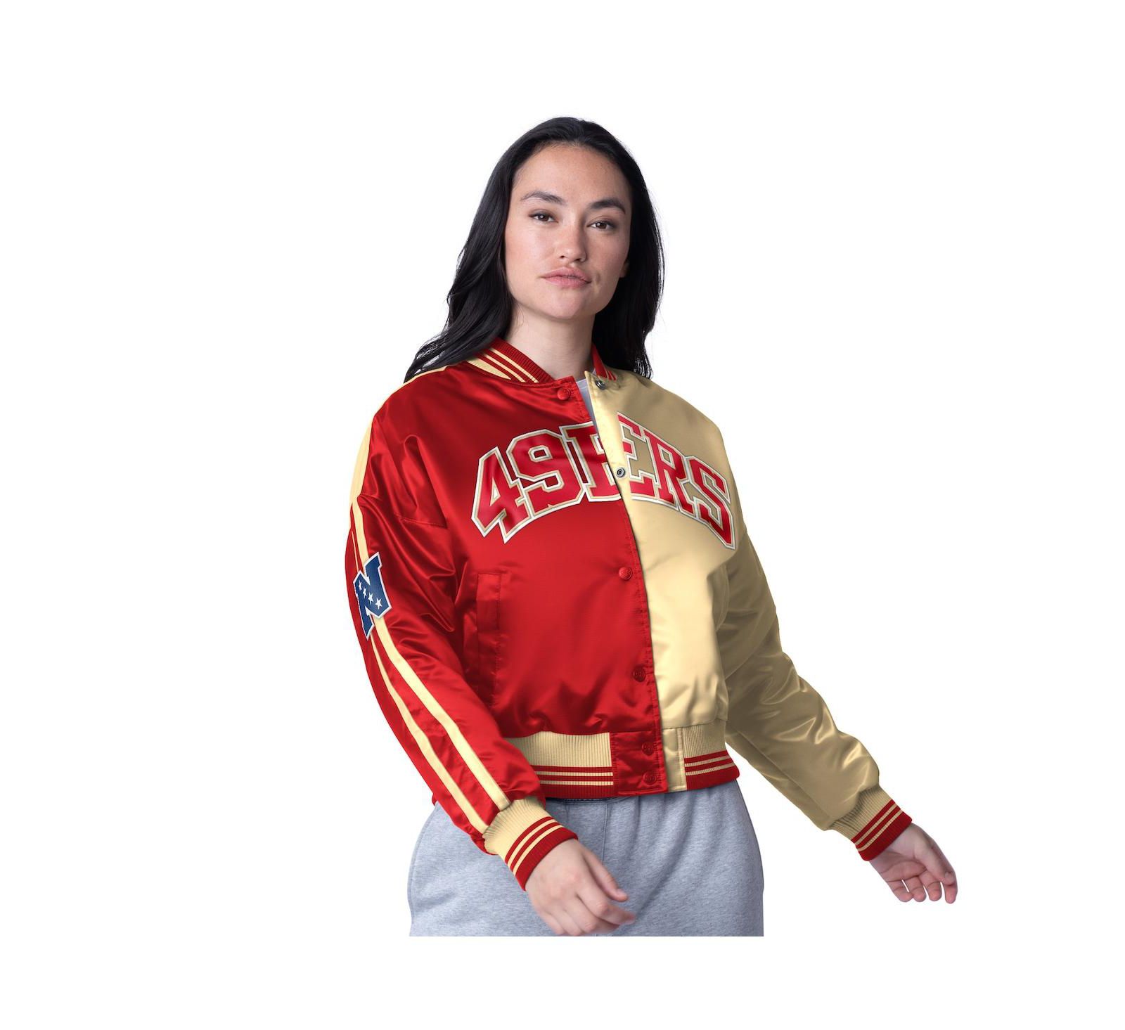 Starter Women's Scarlet/Gold San Francisco 49ers Zone Blitz Cropped Full-Snap Satin Jacket