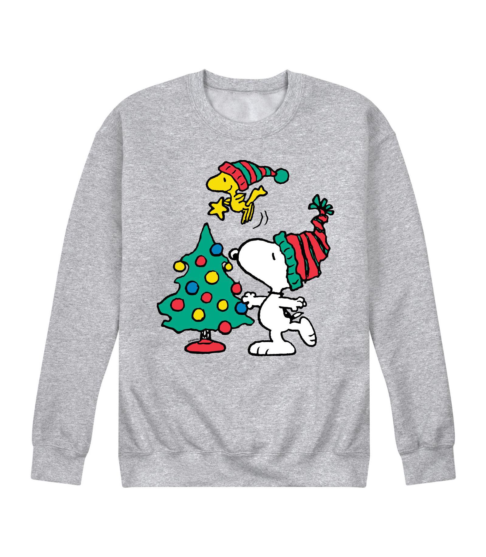 AIRWAVES Men's Peanuts Snoopy Tree Long Sleeve Fleece