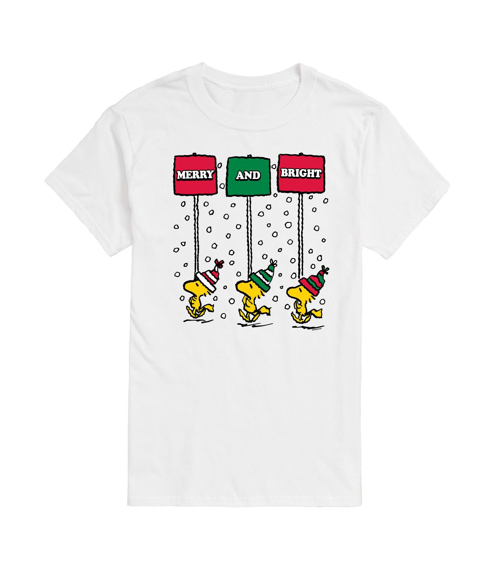 AIRWAVES Men's Peanuts Merry and Bright Short Sleeve Tee