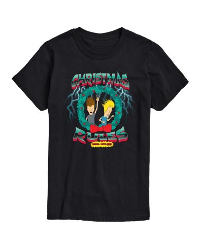 AIRWAVES Мужская футболка с принтом Beavis Butthead Christmas Rules с коротким рукавом