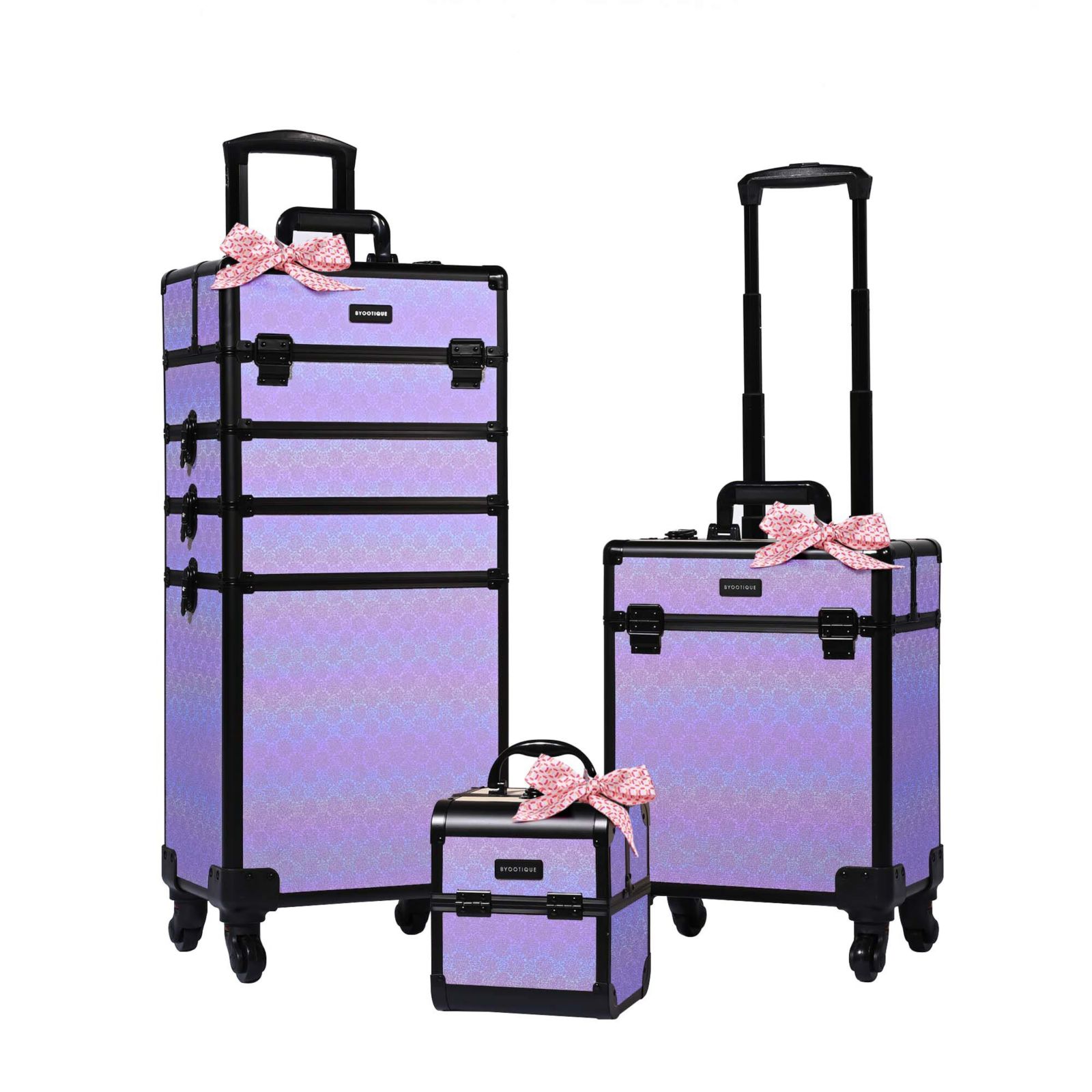 Byootique 3-Piece Makeup Train Cases Cosmetic Organizer Kit Grace ForgetMeNo