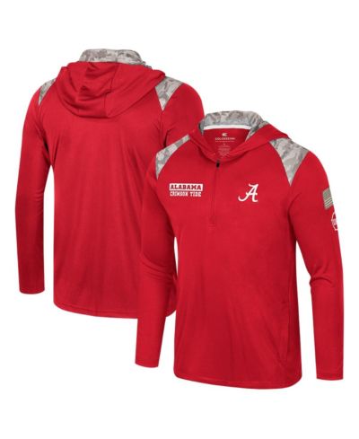 Colosseum Men's Crimson Alabama Crimson Tide OHT Military Appreciation Quarter-Zip Hoodie Jacket