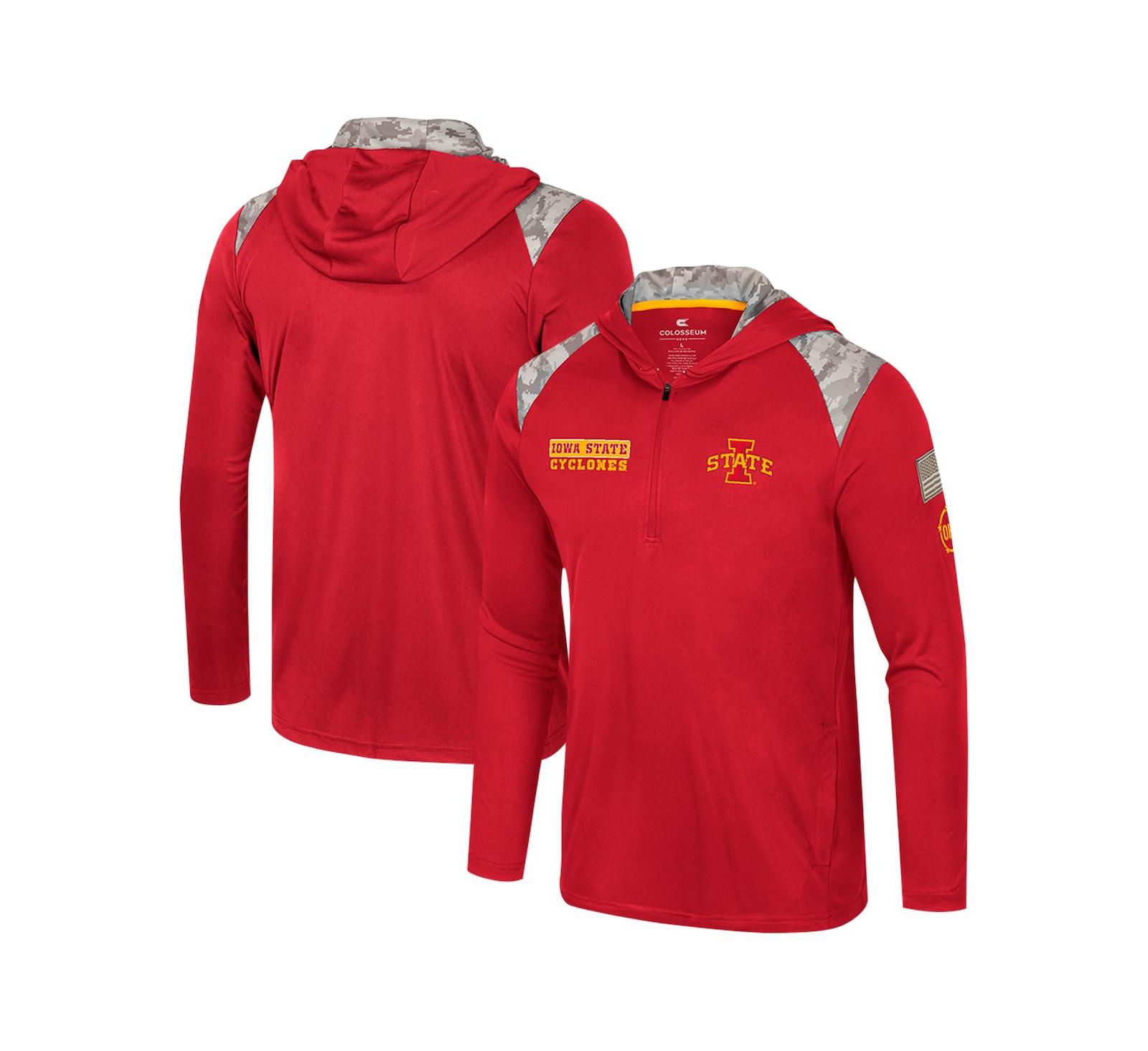 Мужское худи-куртка Colosseum Cardinal Iowa State Cyclones OHT Military Appreciation Quarter-Zip