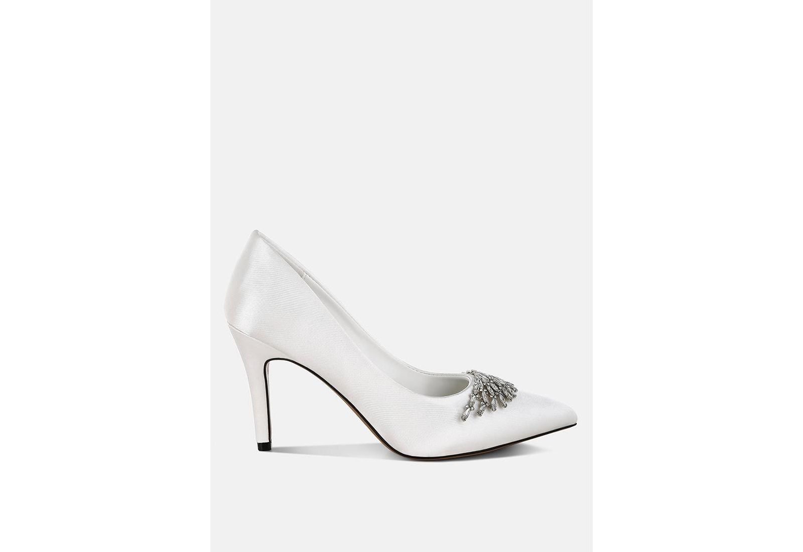 Rag & Co Rhodolia Diamante Brooch Detail Satin Pumps