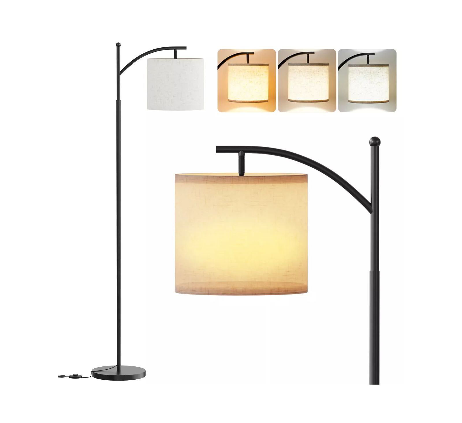 SUGIFT Metal Arc Floor Lamp with 3 Color Temperatures LED Bulb