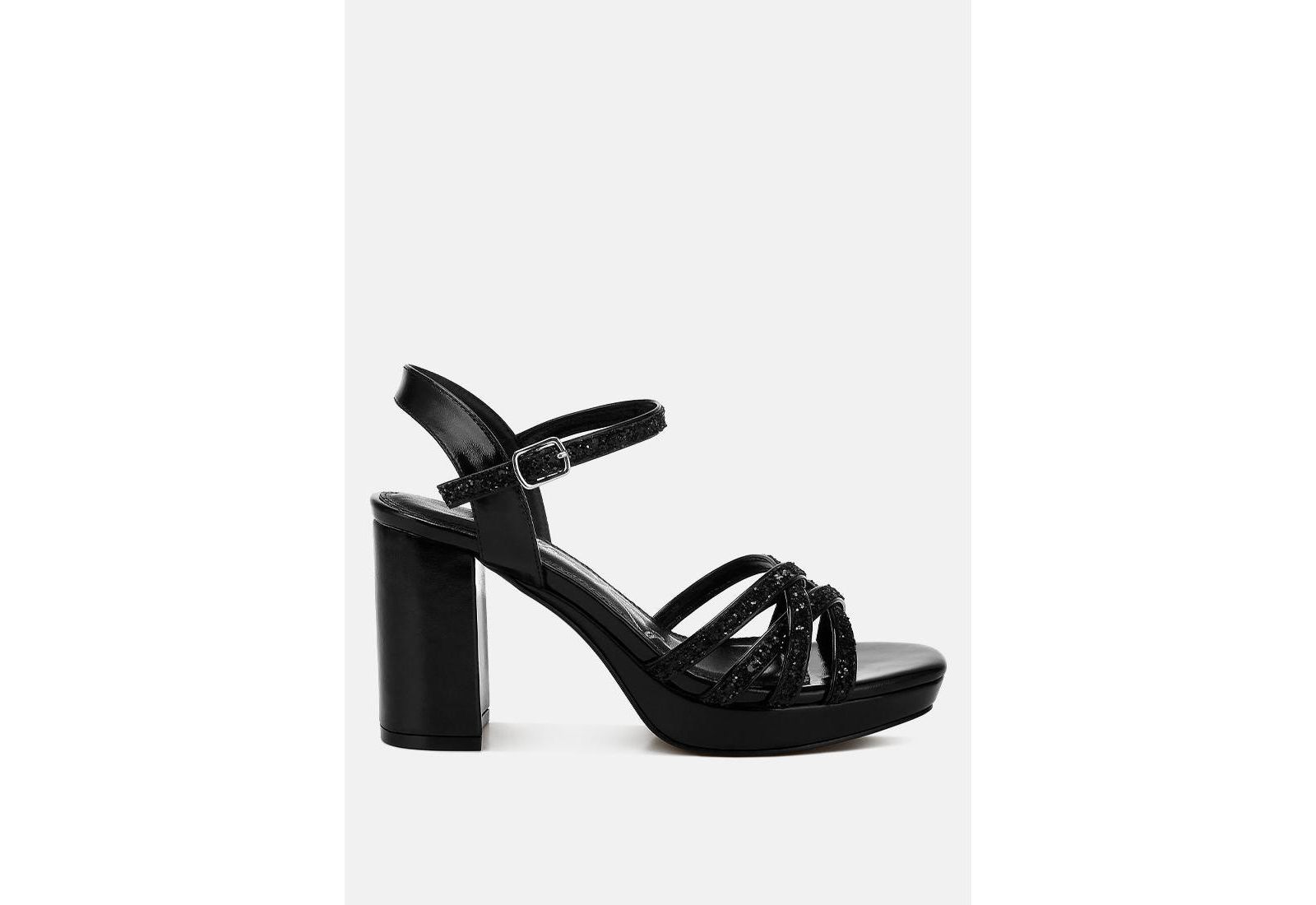 London Rag Women's Sparks Fly Glitter Strappy Block Sandals