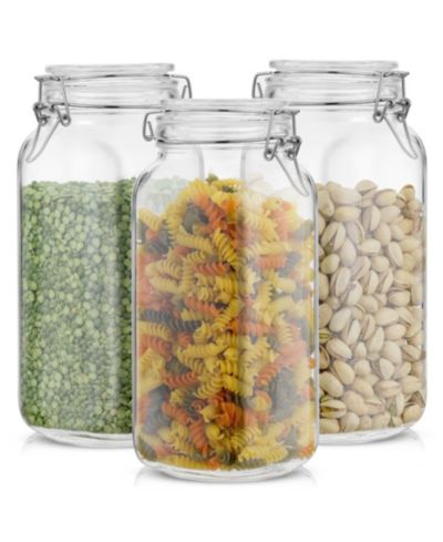 JoyJolt Airtight Set of 3 Glass Jars Storage Canister