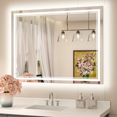 Зеркало для ванной keonjinn LED с фронтальной и контурной подсветкой, 40x32