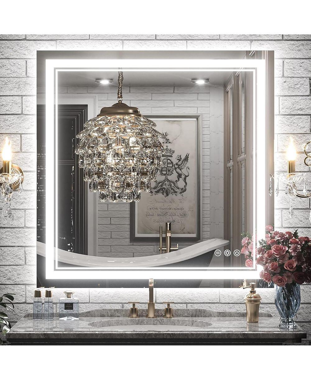 keonjinn LED Bathroom Mirror with Frontlit and Backlit, Stepless 3 Colors Temperature & Dimmable Light