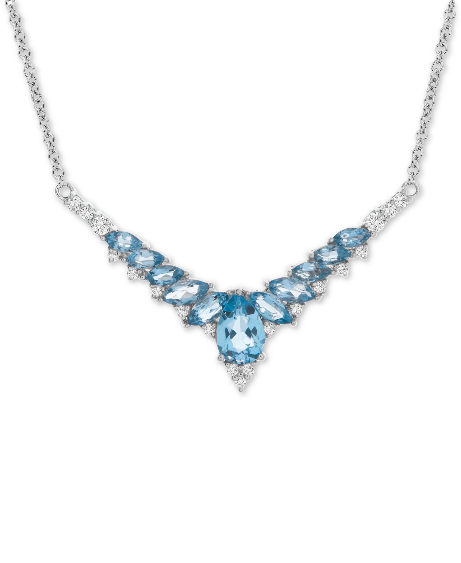 Ожерелье Statement V-Shape с гранатом (2-1/3 ct. t.w.) и белым топазом (3/8 ct. t.w.) из стерлингового серебра