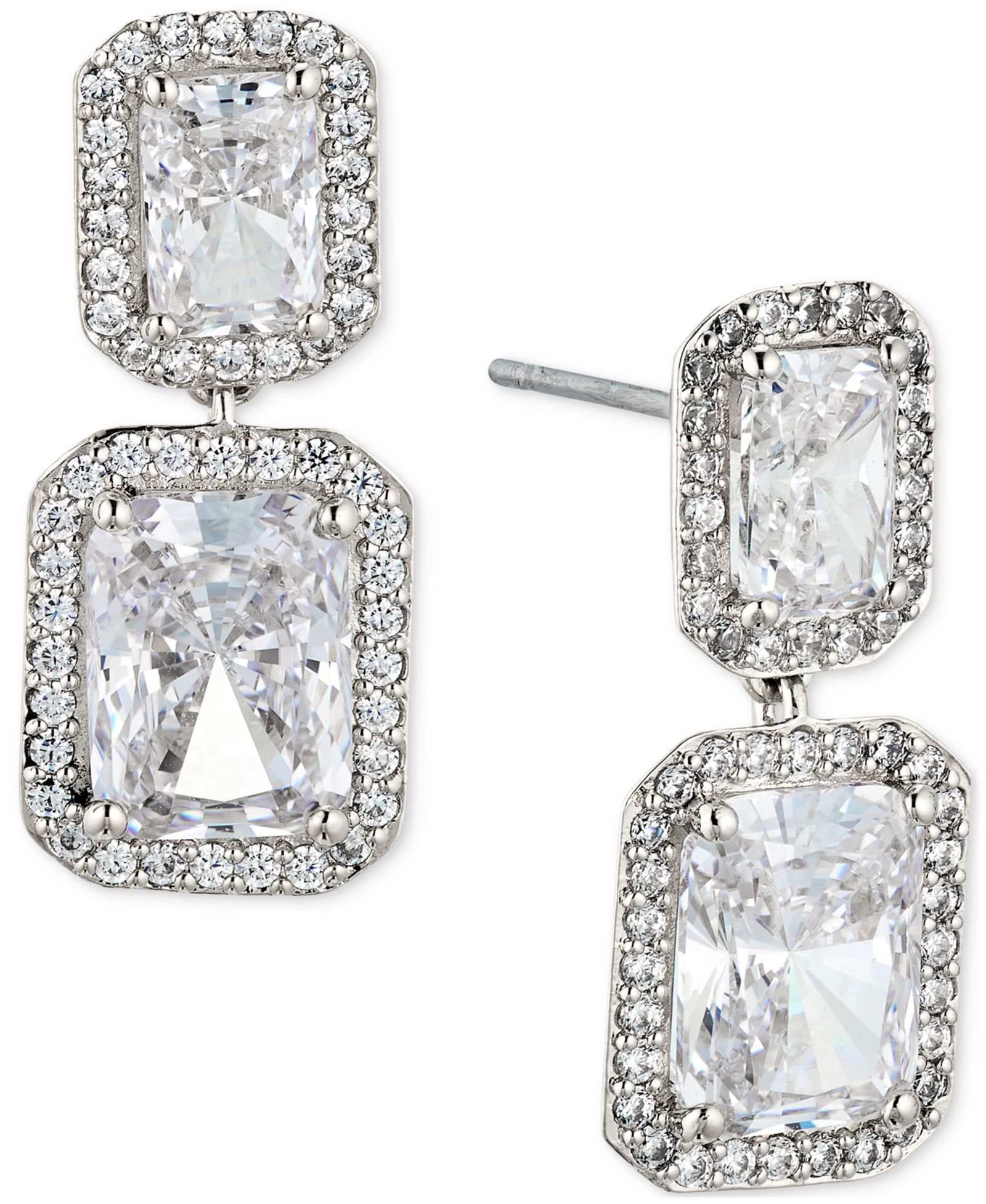 Eliot Danori Cubic Zirconia Emerald Halo Drop Earrings