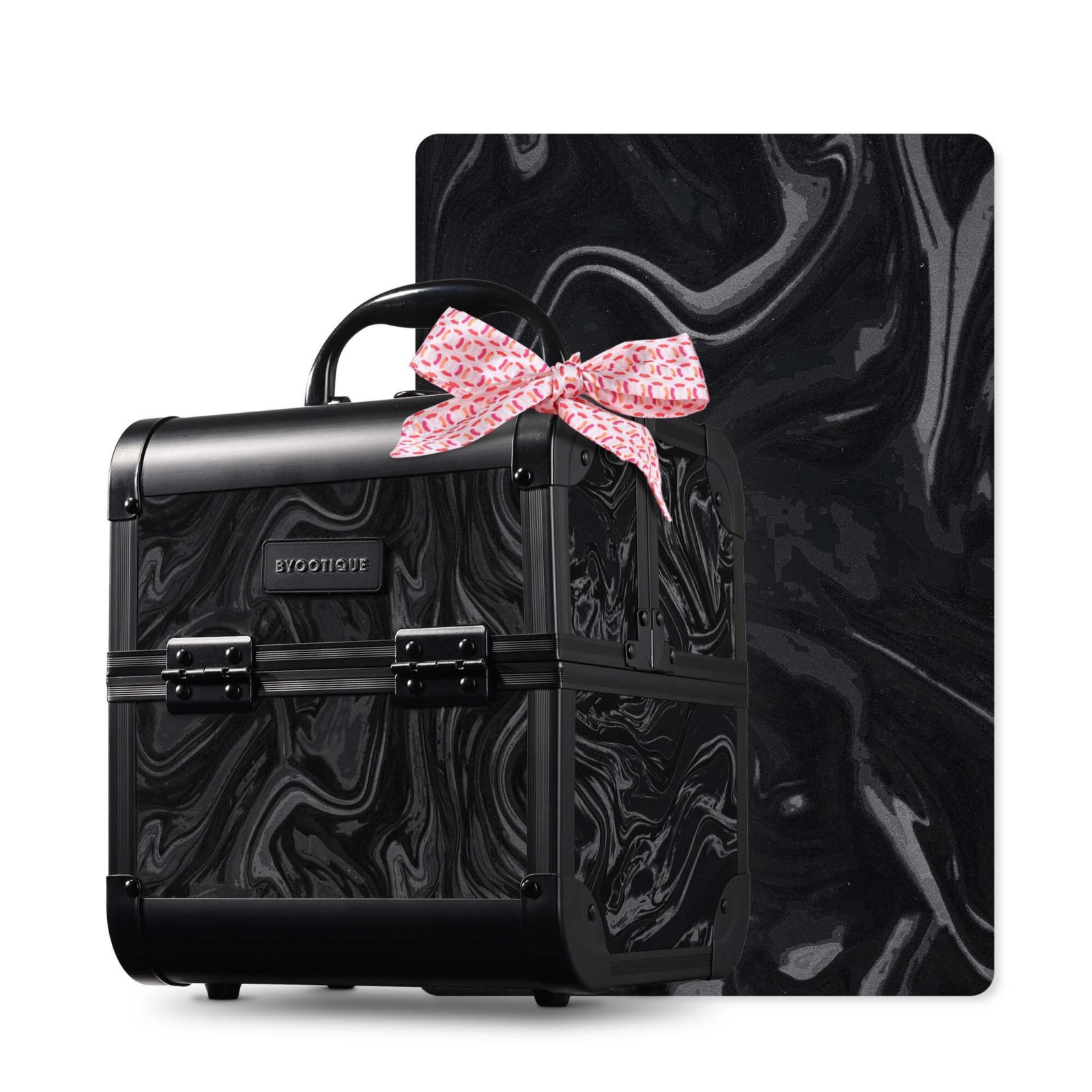 Byootique Makeup Train Case Cosmetic Organizer w/ Mirror Tray Artist CB Dusk