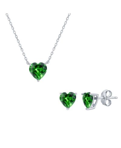 Набор из серебряных сережек и колье Simona Sterling Silver Heart Crystal