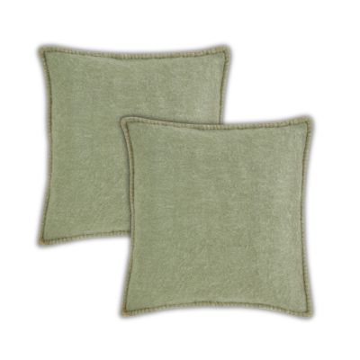IHI Home Soft Mohair Moss Green Pillow Covers, Set of 2