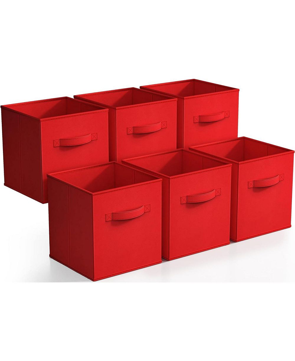 Sorbus 11 Inch 6 Pack Foldable Fabric Storage Cube Bins with Handles - for Organizing Pantry, Closet, Nursery, Playroom, and More