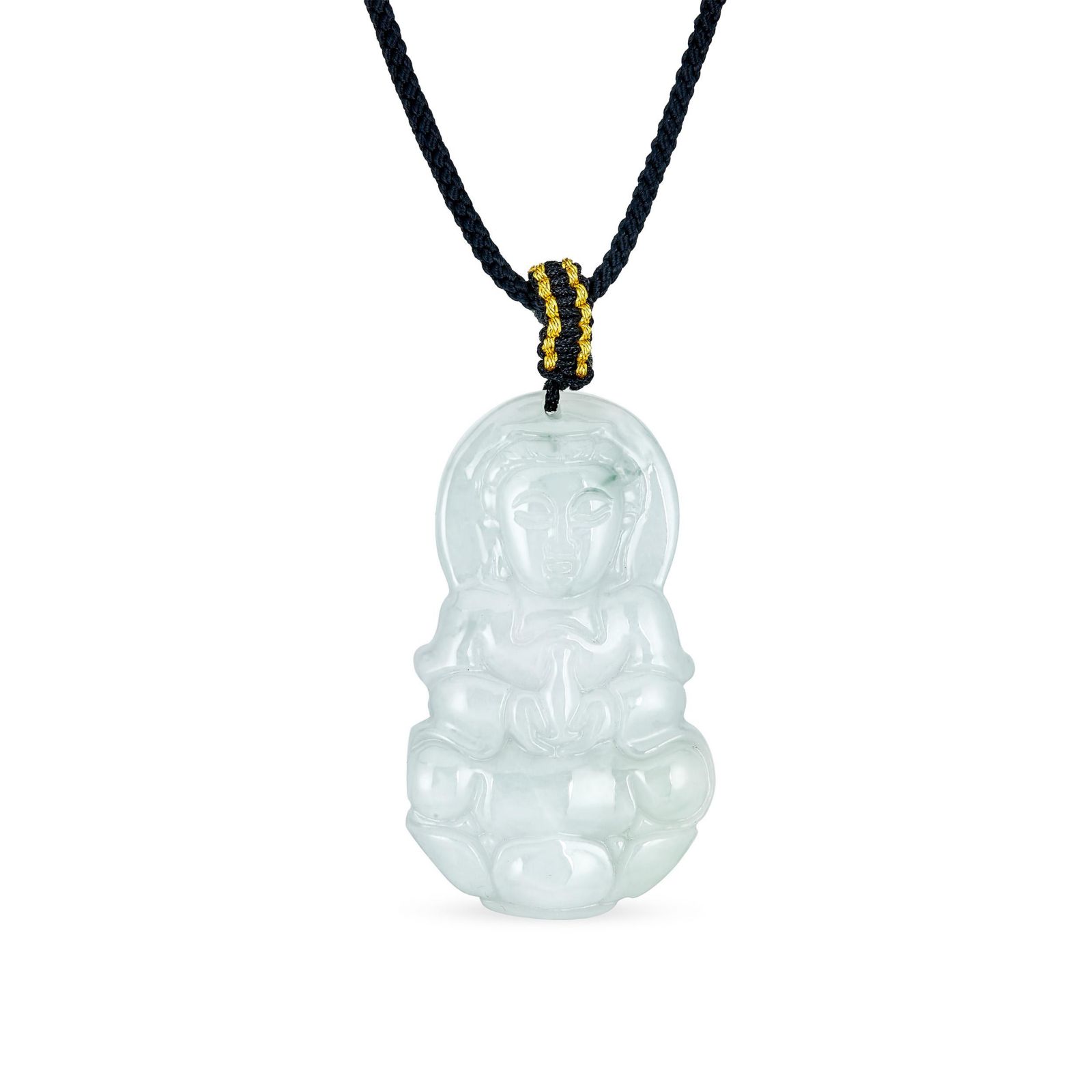 Подвеска-кулон Bling Jewelry Yogi Amulet Boho Chalcedony Carved Buddha Black Cord