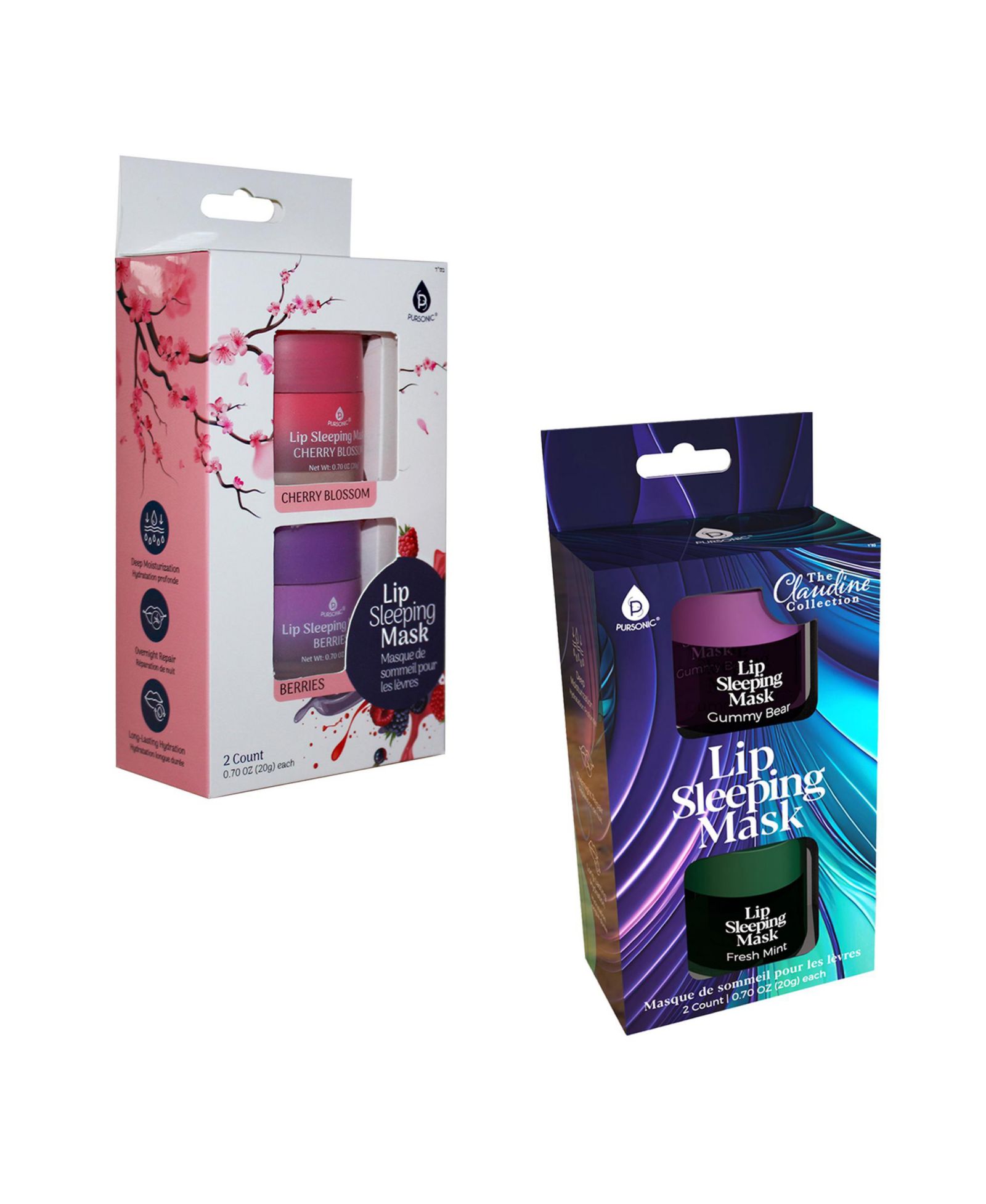 Набор масок для сна PURSONIC Lip Sleeping Mask Collection Cherry Blossom & Berries + Gummy Bear & Fresh Mint