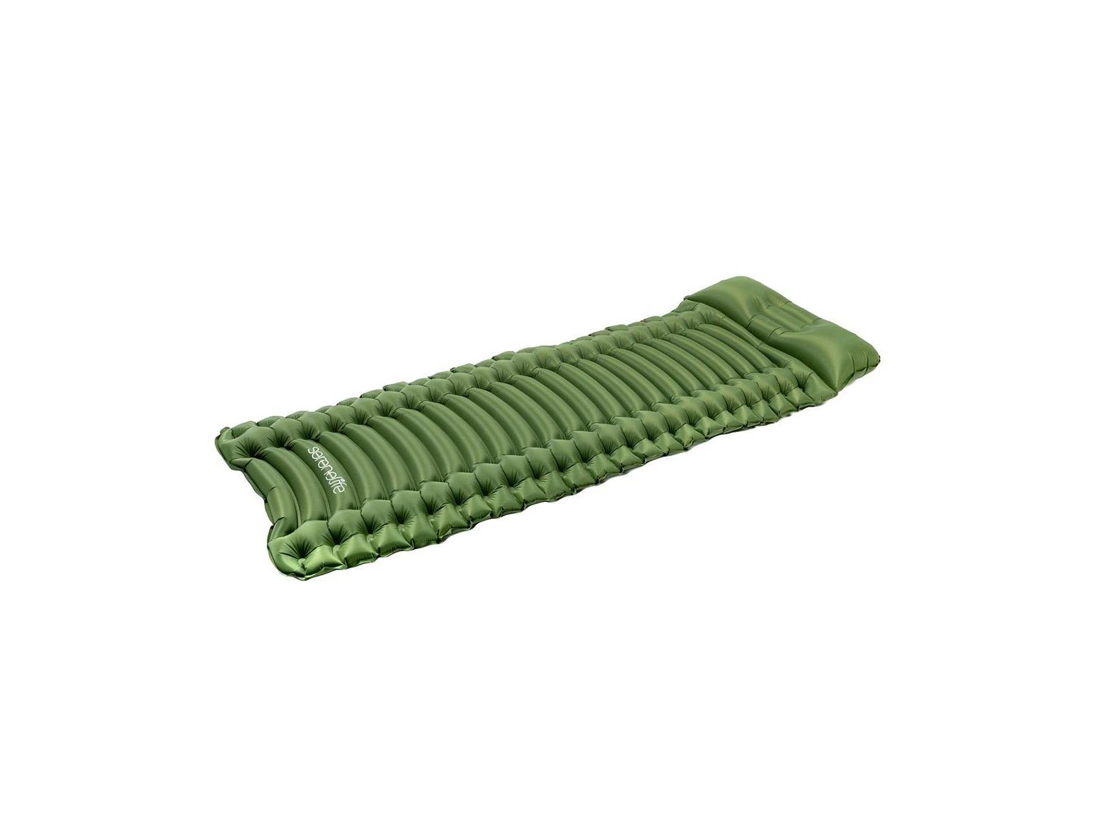 SereneLife Ultralight Sleeping Pad with Carrying Bag, Compact & Self-Inflating, Green