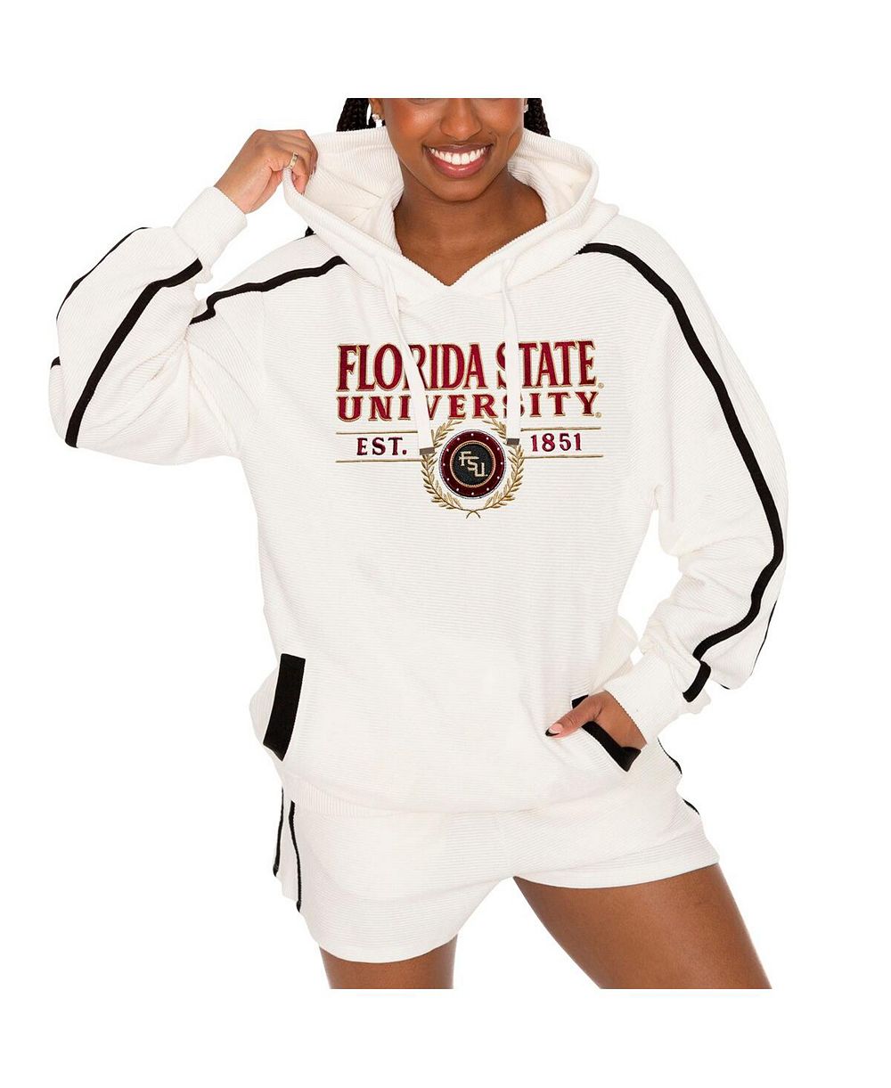 Gameday Couture Женский Cream Florida State Seminoles Down, Set, Go Pullover Hoodie and Shorts Set
