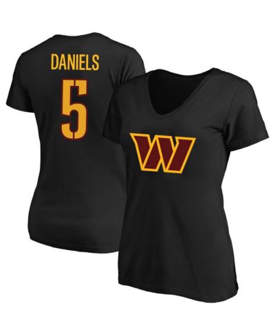 Fanatics Women's Jayden Daniels Black Washington Commanders Plus Size Player Name & Number V-Neck T-Shirt