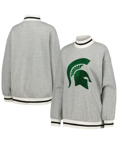 Gameday Couture Women's Ash Michigan State Spartans In It To Win It Sporty Mock Neck Pullover Sweatshirt
