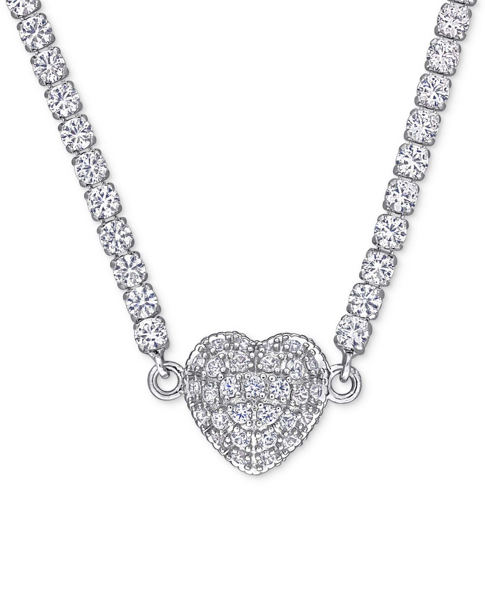 Lab-Created Ruby (13 ct. t.w.) & Lab Created White Sapphire (1-1/4 ct. t.w.) Heart 17" Pendant Necklace in Sterling Silver