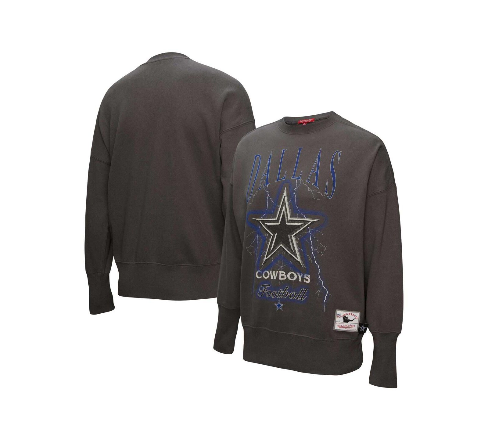 Mitchell & Ness Women's Charcoal Dallas Cowboys Distressed Logo 4.0 Pullover Sweatshirt