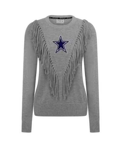 Kadyluxe Женский серебристый джемпер Dallas Cowboys с бахромой и блестками