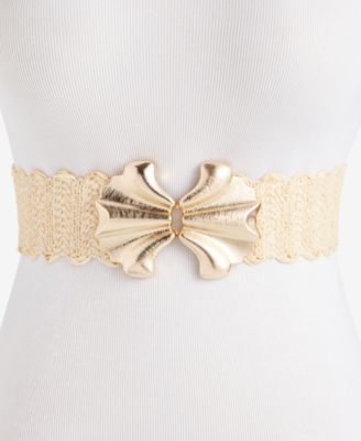 Ремень I.N.C. International Concepts Abstract Shell Buckle Stretch Straw