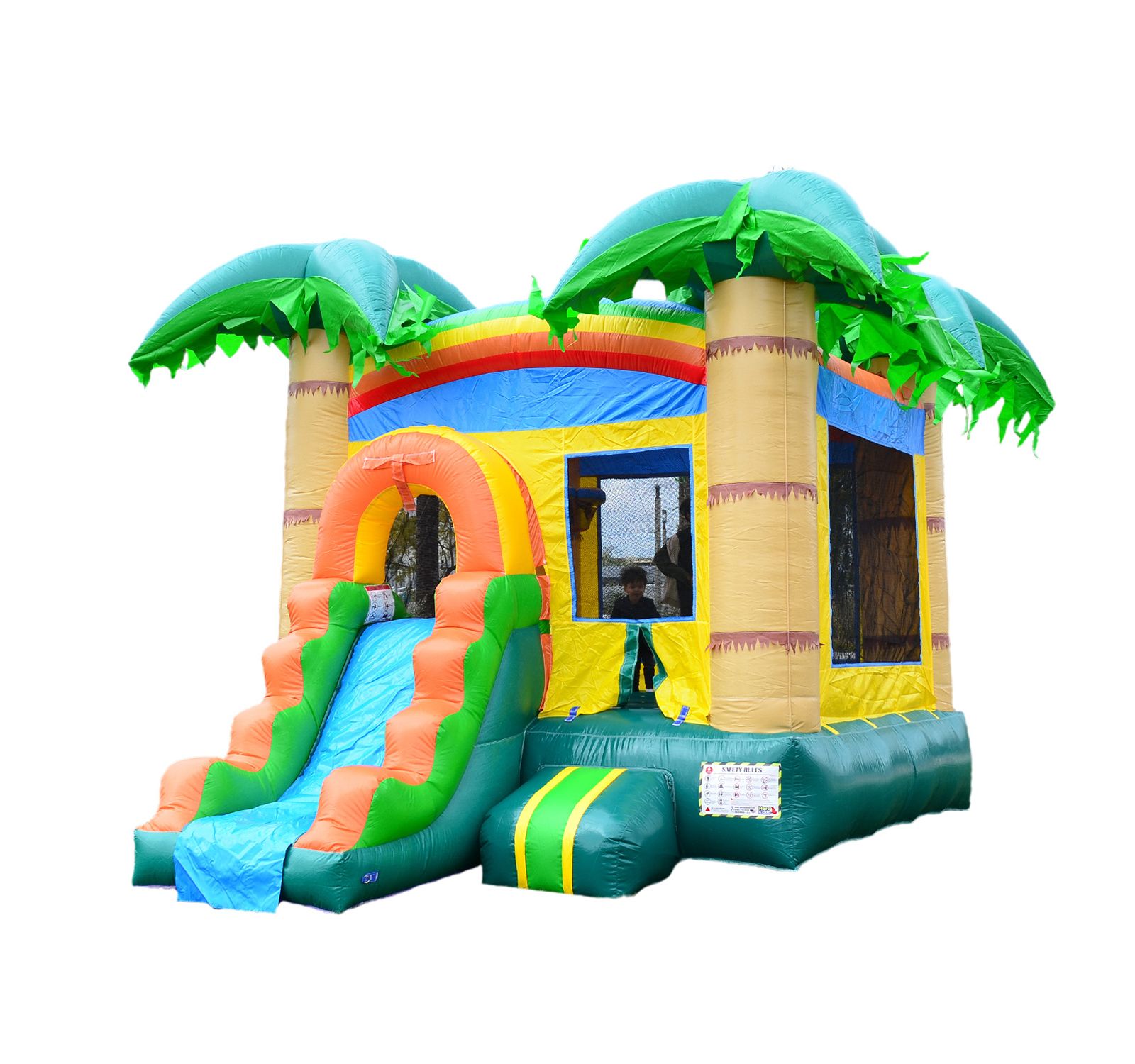 HeroKiddo Надувной игровой комплекс и водная горка Combo Tropical Breeze