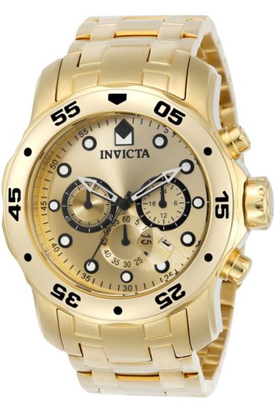 Мужские кварцевые хронографы Invicta 0074 Pro Diver с золотым циферблатом