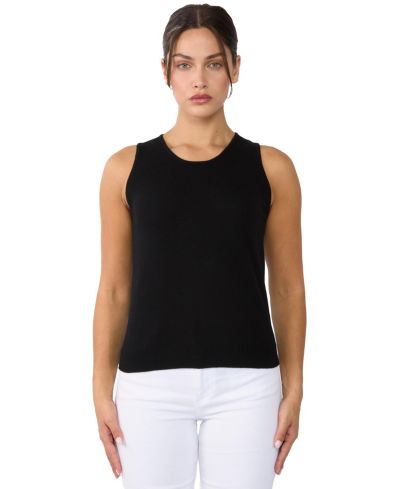 Женский трикотажный жилет JENNIE LIU 100% Cashmere Tank Tops Sleeveless Crewneck