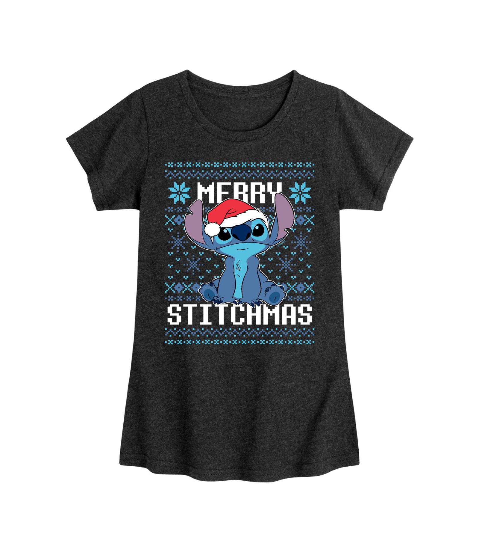 Disney Big Girls Stitchmas Graphic Short Sleeve Tee