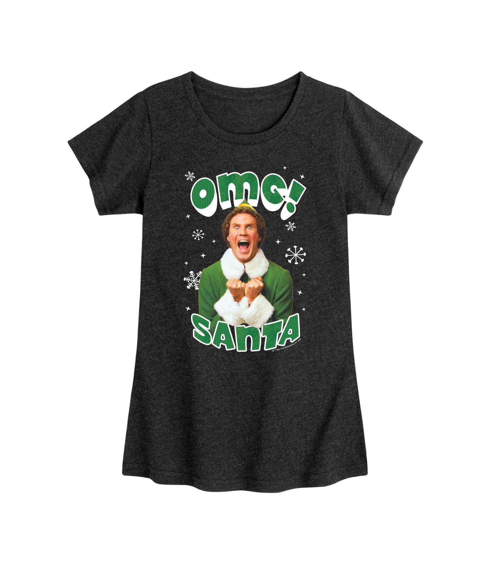 Elf Big Girls Omg Santa Graphic Short Sleeve Tee