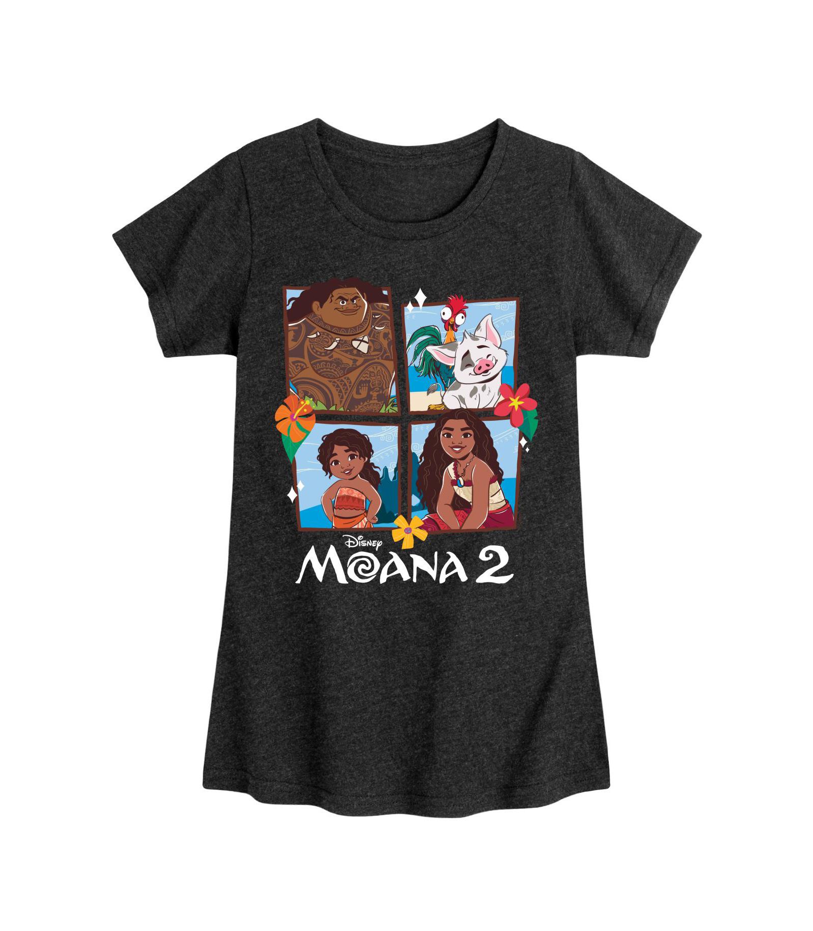 Disney Big Girls Moana 2 Grid Graphic Short Sleeve Tee