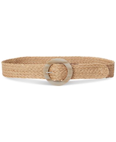 Lauren Ralph Lauren Woven Jute Faux-Horn-Buckle Wide Belt
