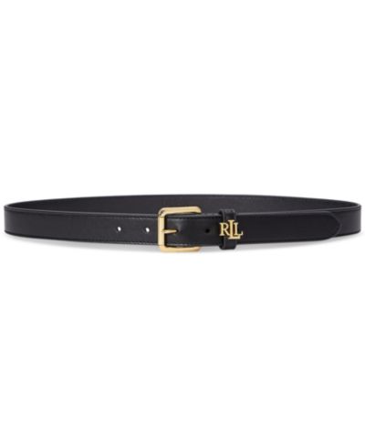 Lauren Ralph Lauren Logo-Keeper Leather Skinny Belt