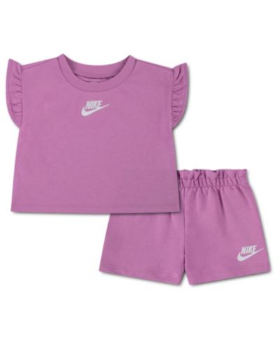 Nike Baby Girls' French Terry T-Shirt and Shorts, 2-Piece Set